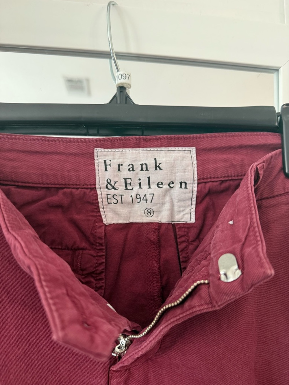 Frank & Eileen Cropped Red Pants Raw Hem Modern Casual Size 8 - Picture 3 of 4